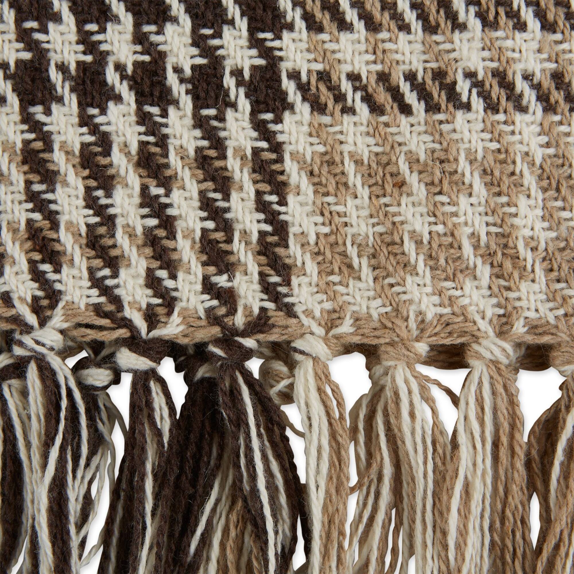 DII® Dark Brown & Stone Houndstooth Plaid Throw